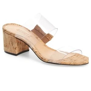 NEW SCHUTZ victorie slides sandals,  transparent,and natural color